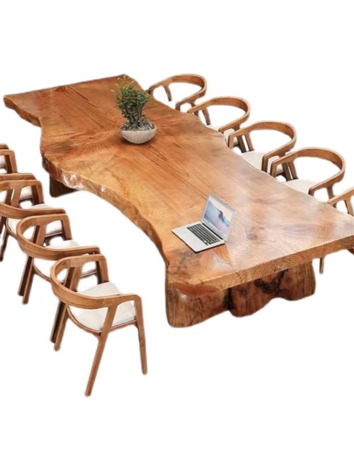 销北欧原木办公桌大班台整板不规则会议洽谈桌实木自然边大板泡新