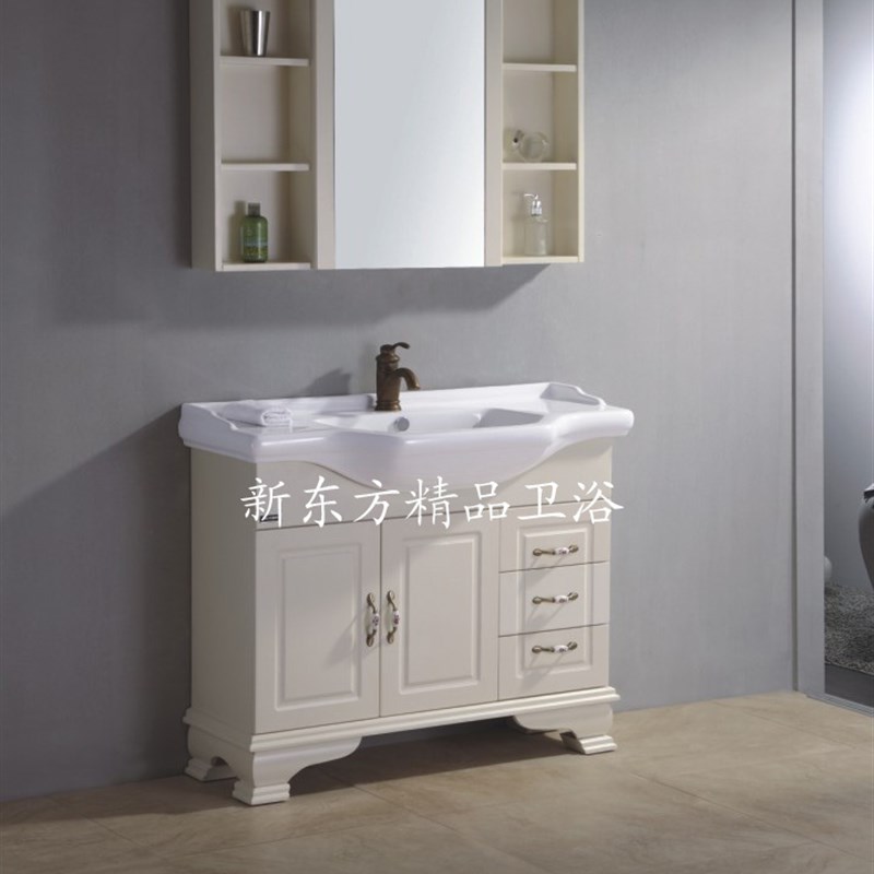 速发美式橡木浴室柜组合实木浴柜洗脸盆柜组合洗手盆柜组合DF767