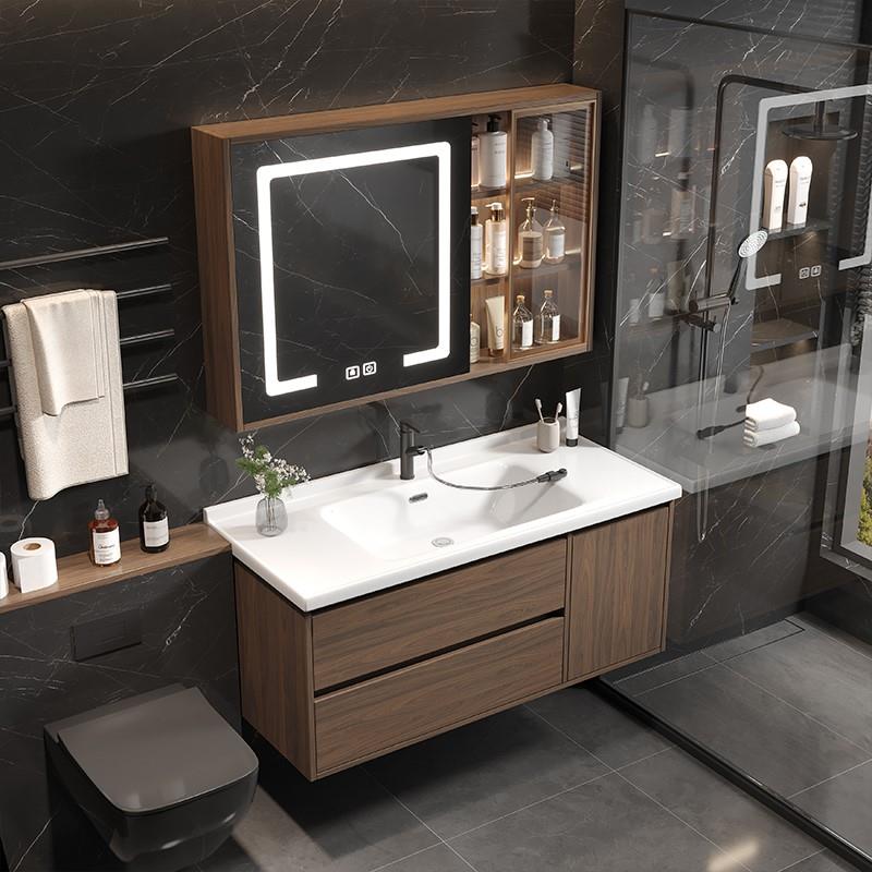 新中式浴室柜组合现代简约卫生间陶瓷一体洗漱台洗手洗脸盆柜套装