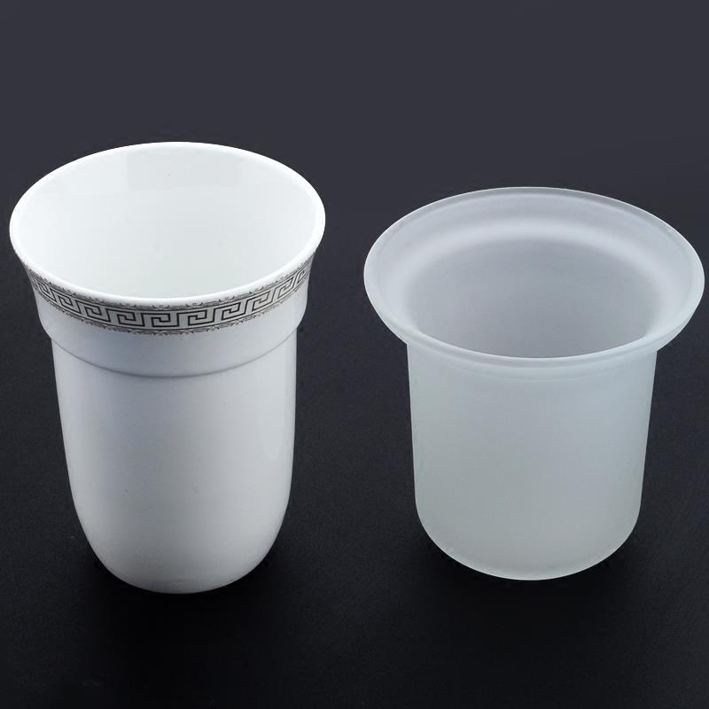 马桶杯 卫生间刷子套装配件放刷洁厕所陶瓷磨砂杯子 马桶刷玻璃杯