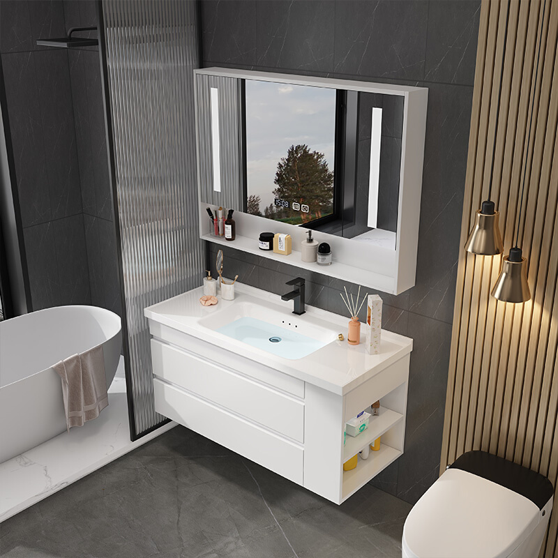 实木浴室柜组合陶瓷一体盆轻奢小户型卫生间洗脸盆洗手池北欧现代