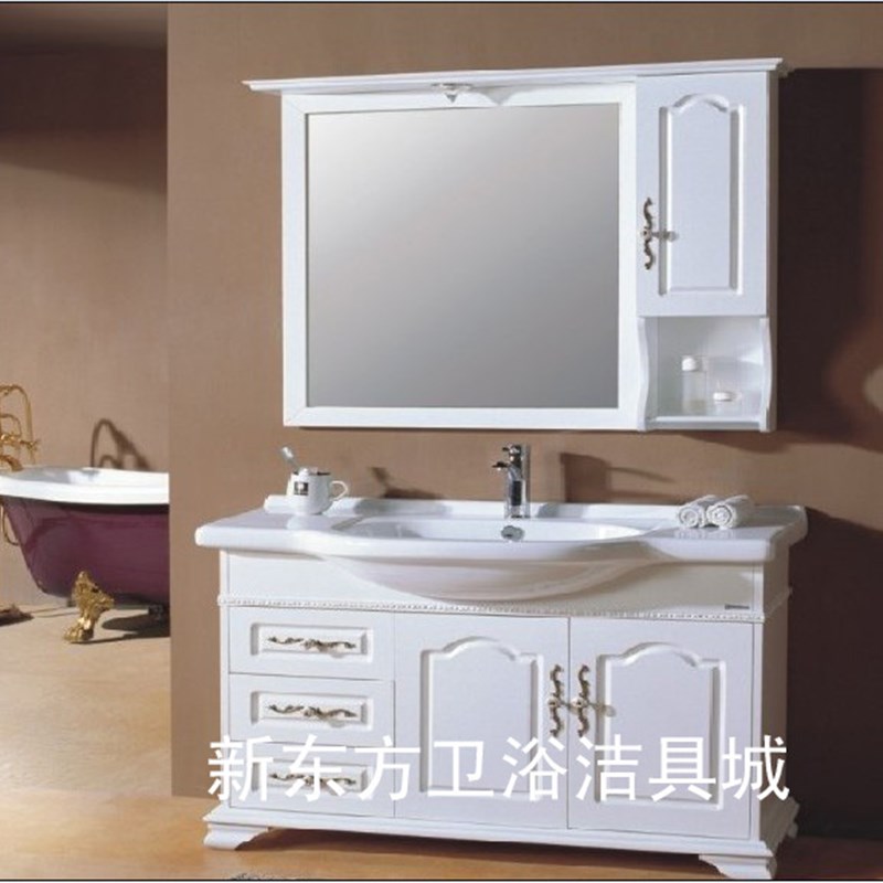 网红美式橡木浴室柜组合实木浴柜洗脸盆柜组合洗手盆柜组合DF722