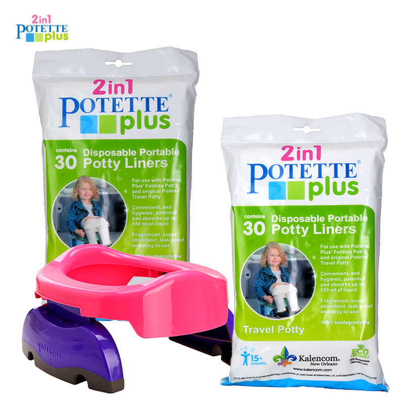 美国Potette plus儿童便携马桶清洁袋坐便器衬垫30片马桶圈补充装