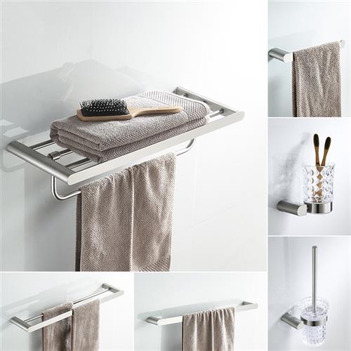 浴室拉丝不锈钢置物架浴巾架卫生间卫浴挂件套装304不锈钢毛巾架