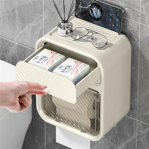 卫生纸盒厕所专用防水壁挂卷纸架纸巾抽纸盒马桶边置物架放纸巾盒
