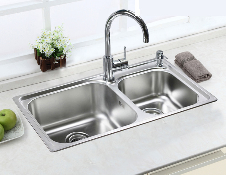 水槽双槽厨房简易304加厚不锈钢带挂墙支架 洗碗池阳台洗手洗菜盆