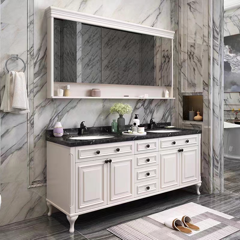 橡木浴室柜智能镜组合美式落地柜洗脸盆柜实木卫生间洗漱台洗手盆