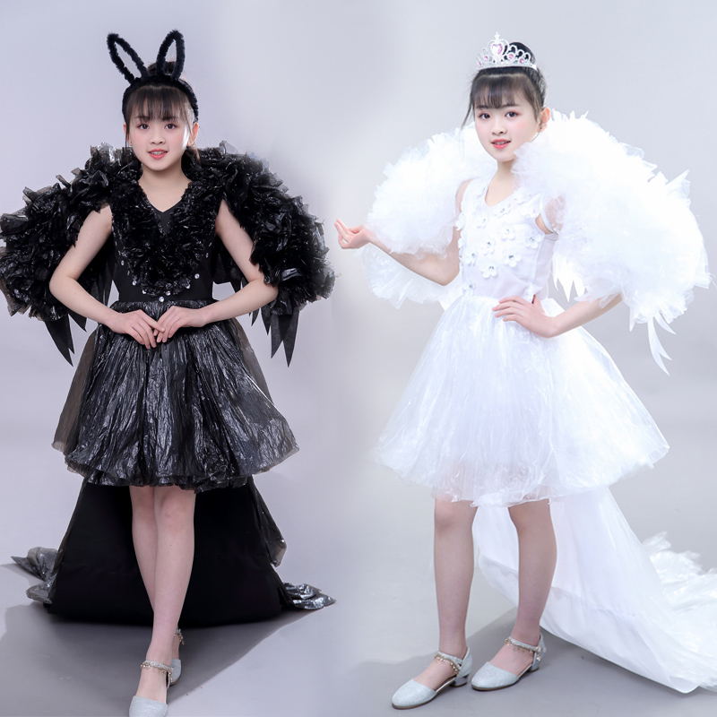 儿童环保时装秀幼儿园女孩走秀演出衣服亲子手工自制diy材料天使