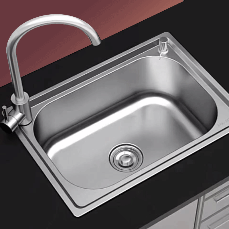 厨房304不锈钢水槽单槽拉丝加厚大单槽洗菜盆洗碗槽家用洗碗池