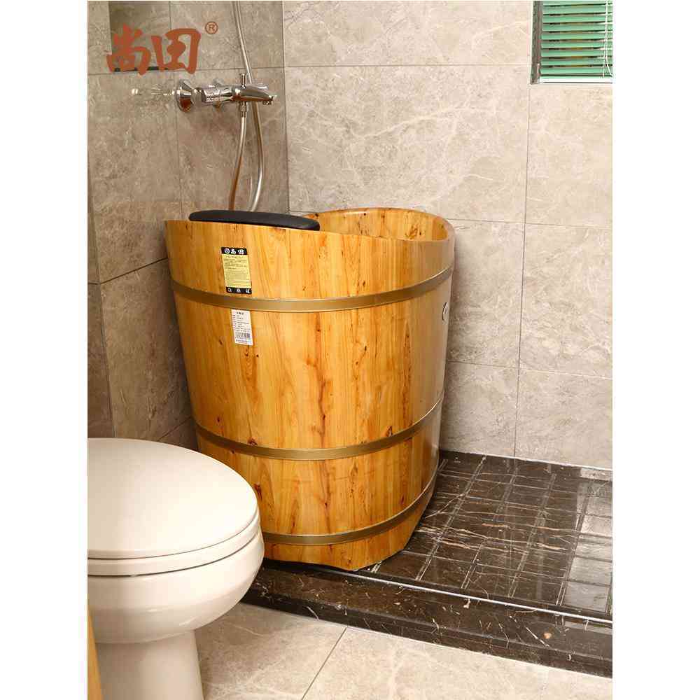 香柏木圆形成人泡澡木桶浴桶实木浴缸洗澡盆小浴室木质沐浴桶
