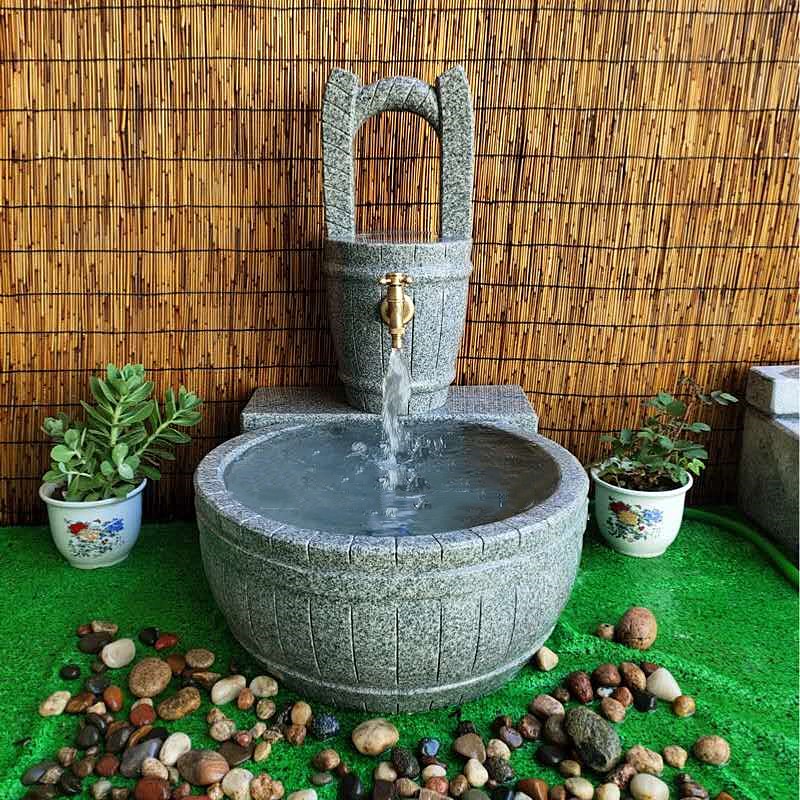 石头洗手池花园水池庭院水槽院子墩布池大理石墩布池别墅户外日式