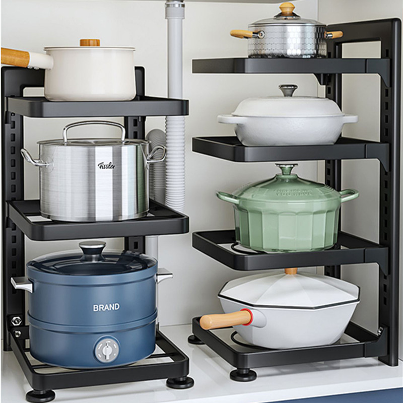 高品质厨房置物架家用多层锅具收纳架下水槽橱柜内柜子分层放锅架