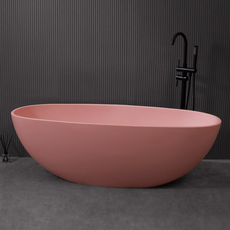 北欧人造石浴缸独立浴盆成人卫生间家用别墅民宿酒店粉色浴缸1.65