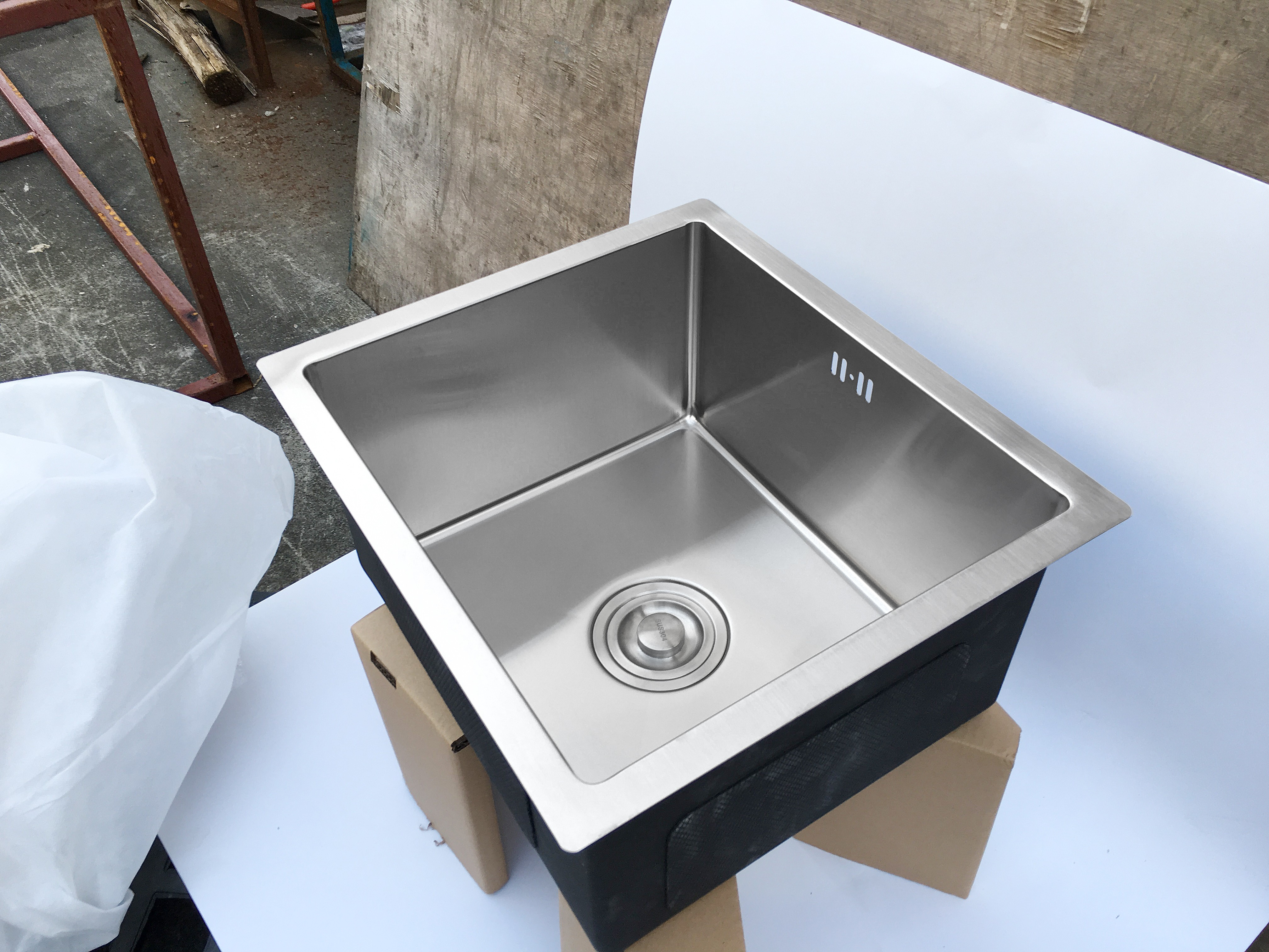 台下方形简约304不锈钢德国工艺家用厨房手工水槽圆形下水沥水篮