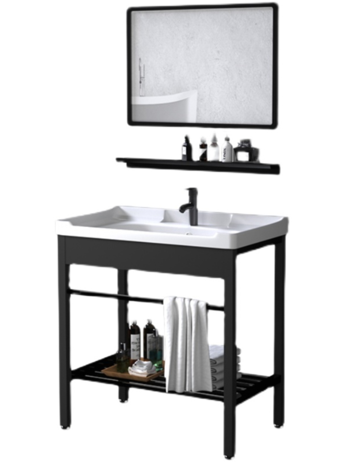 阳台落地式洗手盆简易支架浴室卫生间一体陶瓷洗面台盆洗脸盆手池