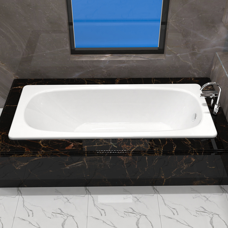 搪瓷单人浴盆卫生间方形成人铸铁浴缸家用小户型嵌入式陶瓷