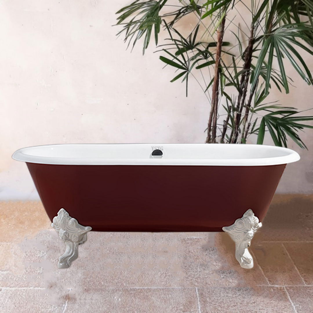 YSYG卫浴铸铁浴缸独立式虎脚一体家用卫生间露大浴盆落地入墙出水