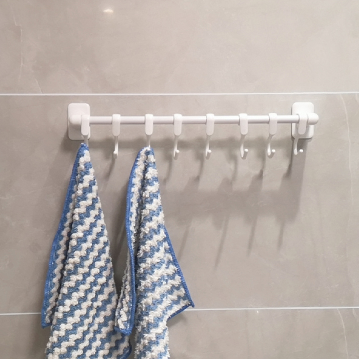 瓷砖玻璃壁挂式粘胶单杆毛巾架浴室厨房收纳塑料置物架S挂钩挂架