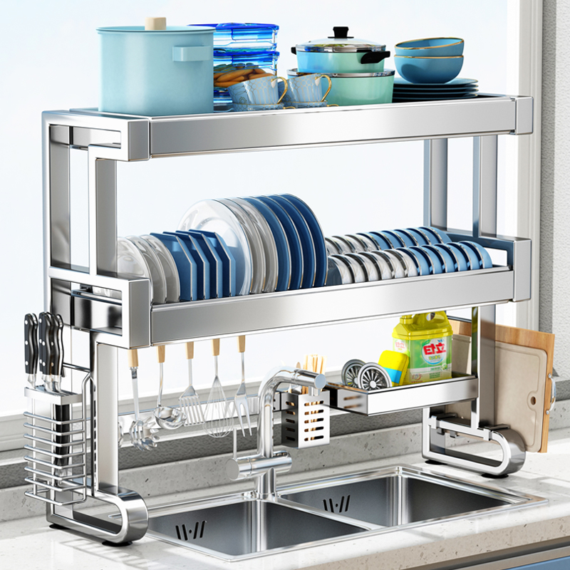 304不锈钢厨房水槽置物架碗碟收纳水池多功能放碗盘沥水碗架餐具