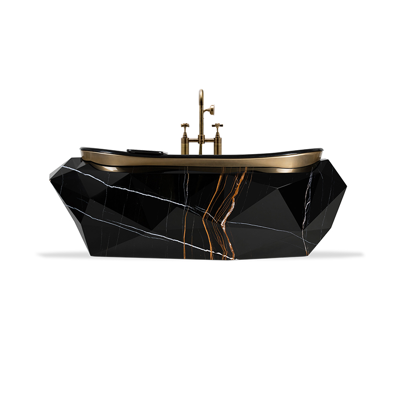 BOCADOLOBO轻奢意式钻石浴缸不锈钢样板间别墅豪宅卫浴菱形浴室缸