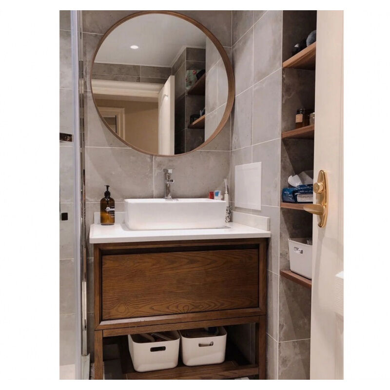 北欧轻奢浴室柜组合实木落地现代简约大理石洗漱台洗脸池洗手盆柜