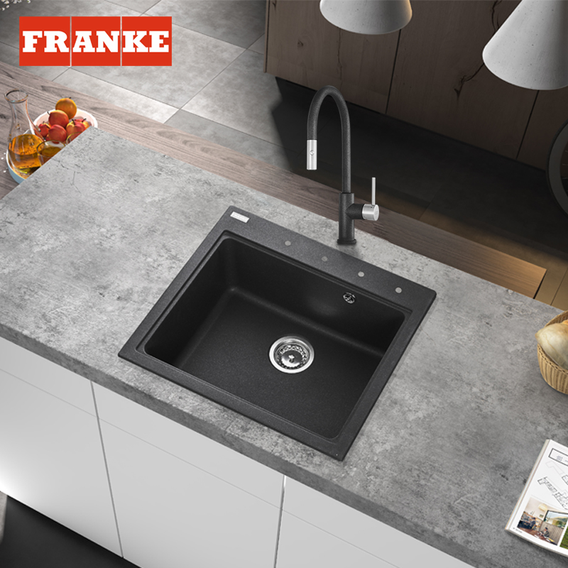 弗兰卡水槽单槽石英石厨房进口花岗岩洗菜池家用洗碗槽套餐