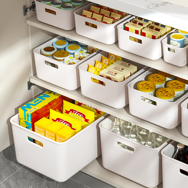 日本家用厨房收纳盒零食收纳箱衣服整理盒桌面杂物储物玩具塑料筐