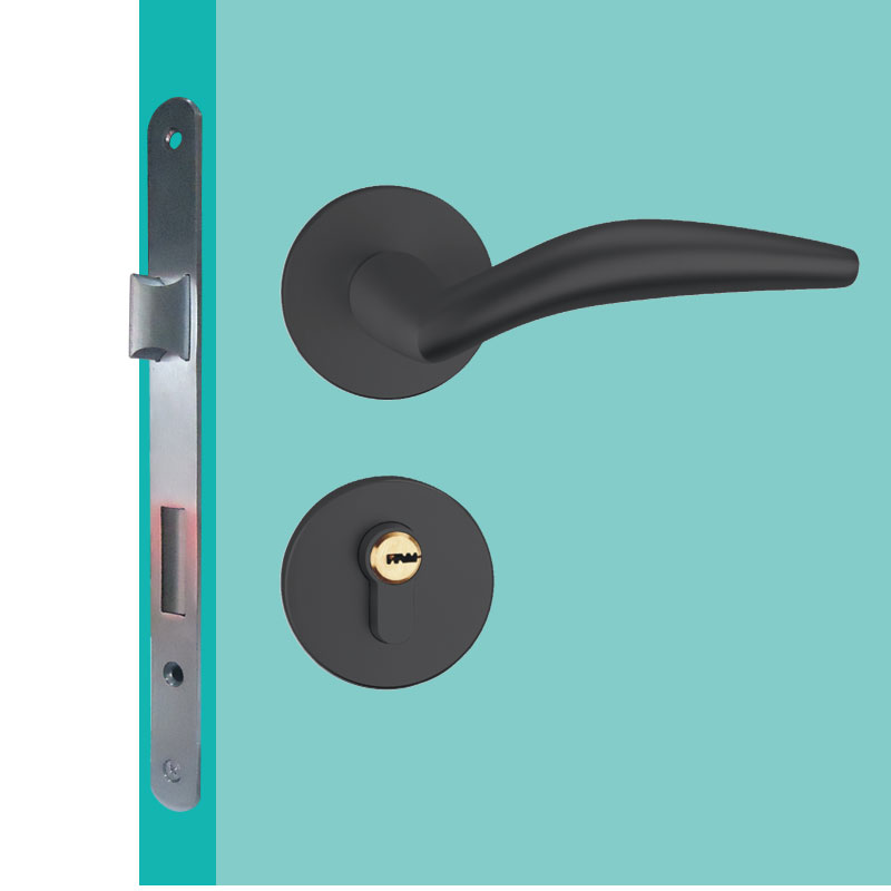 卡维图72双舌太空铝门锁规格全简洁家用通用沙白黑色室内分体门锁