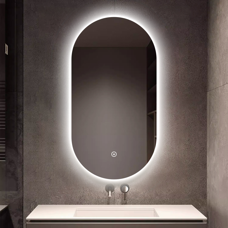 椭圆形led浴室镜防雾卫生间梳妆台化妆发光镜子壁挂智能镜触摸屏