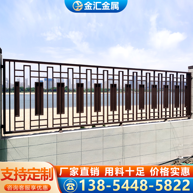 新中式铁艺护栏栏杆别墅庭院围栏焊接緑化防护栏锌钢护栏工厂户外