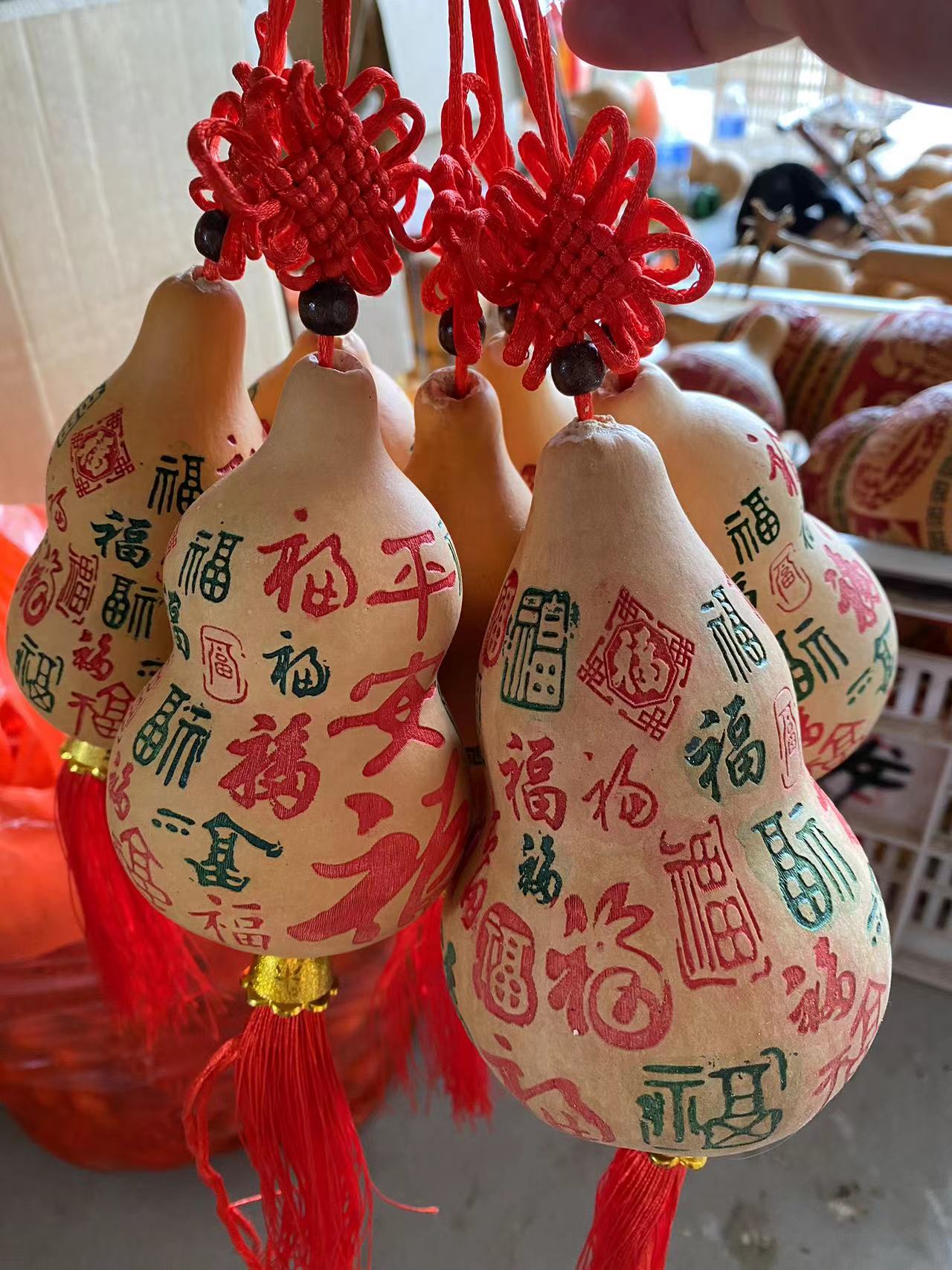 天然葫芦串多种图案雕刻纳福家庭办公装饰中国结小摆件挂件保平安