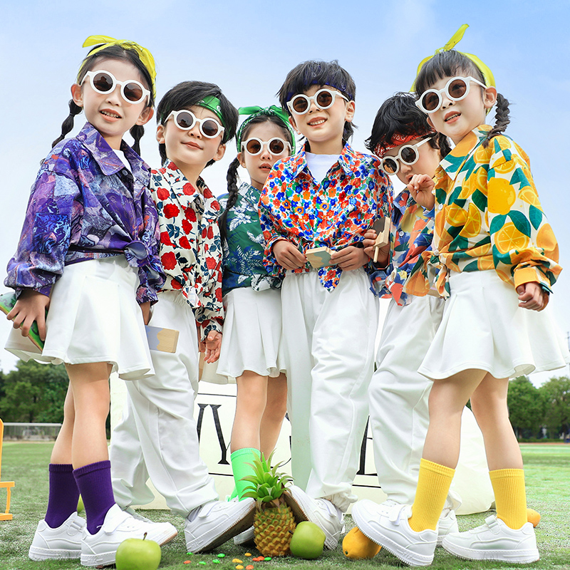 儿童啦啦队演出服幼儿园园服小学生运动会开幕式入场团体班服套装