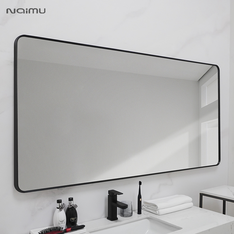 黑框卫生间镜子贴墙北欧浴室镜子挂墙式卫浴镜洗手间镜定制厕所镜