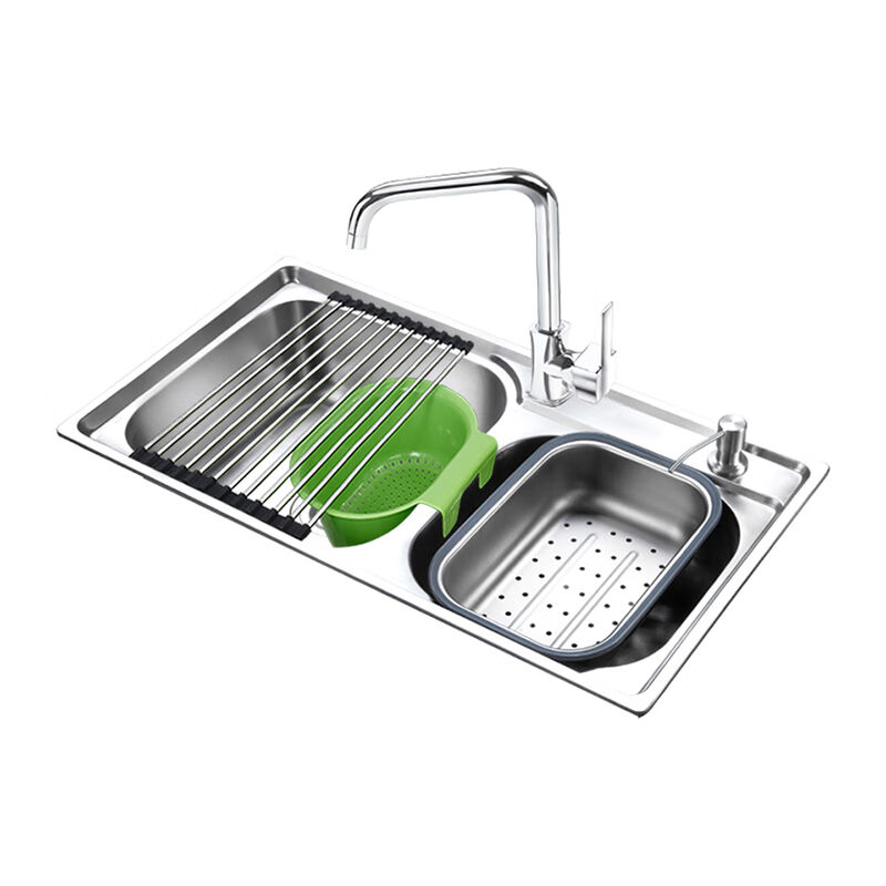 （KEBANG）SUS304不锈钢厨房水槽双槽洗菜盆洗碗池纯铜龙头套