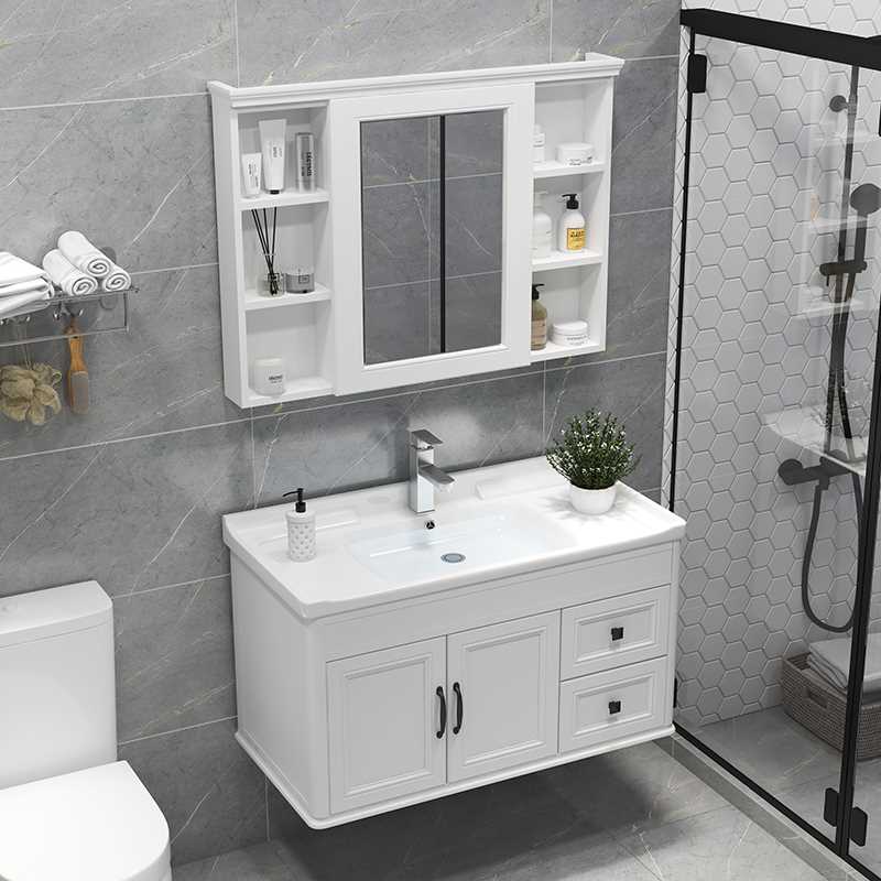 现代简约卫生间浴室柜组合洗漱台洗脸台洗手盆柜组合碳纤维卫浴柜