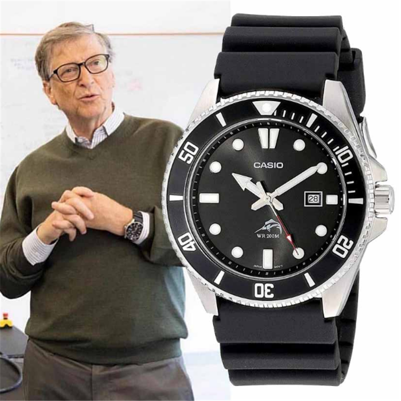 代购Casio卡西欧MDV106-1AV比尔盖茨同款剑鱼树脂表带防水男手表