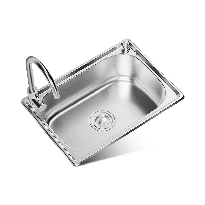 304不锈钢水槽单槽厨房洗菜盆洗碗盆加厚水池大小号一体家用套餐