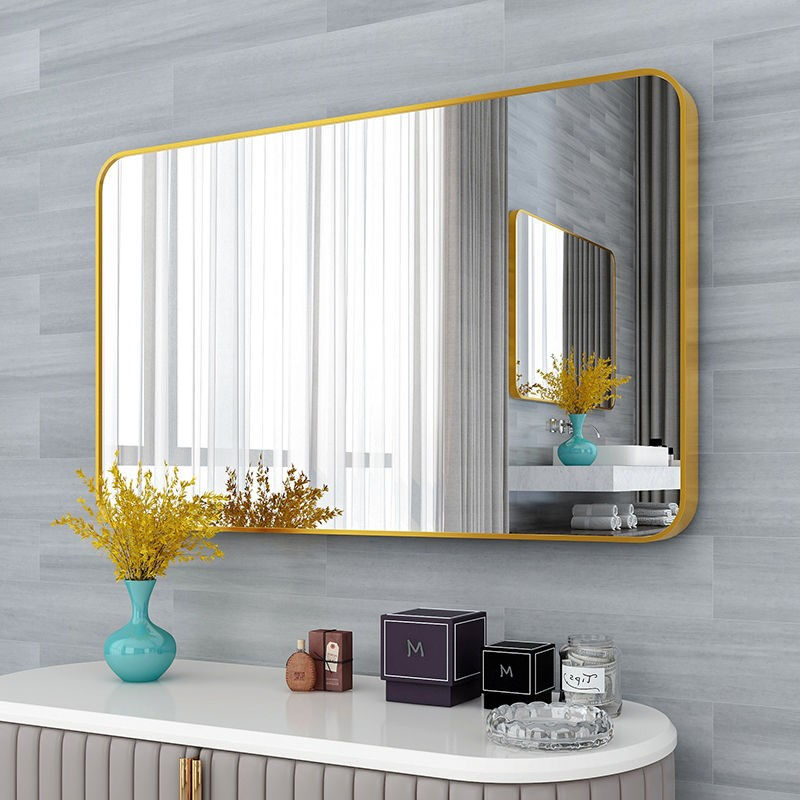 娜兰斯浴室镜卫生间镜子贴墙免打孔卫浴镜子家用简约自粘壁挂厕所