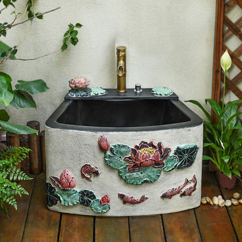 中式复古拖把池户外室外庭院花园水槽阳台落地拖布洗手盆洗衣池