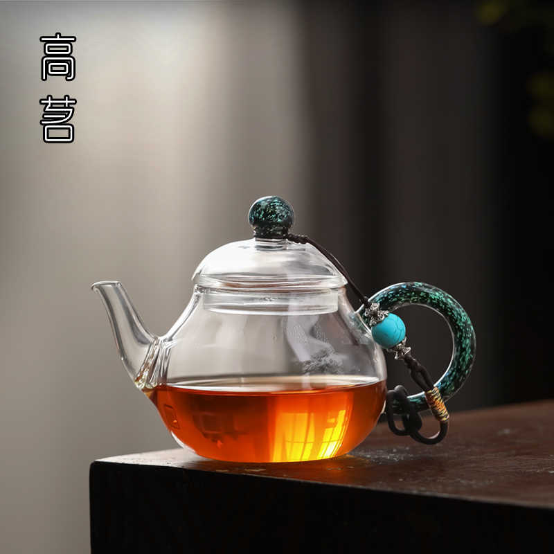 耐热玻璃迷你小茶壶精致女士一人用进口把手泡茶过滤单壶功夫茶具