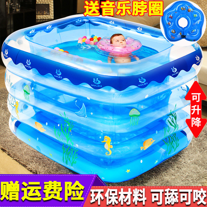 新品新生婴儿游泳池家用洗澡浴缸宝宝儿童小孩充气游泳桶加厚折叠