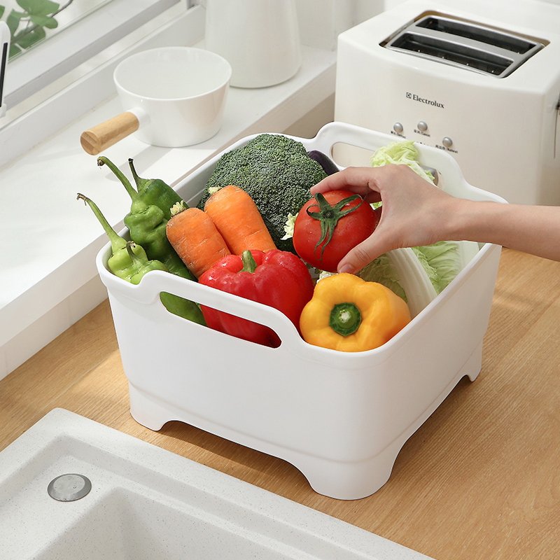 宜卡家居简约可移动水槽洗菜盆带把手沥水篮洗菜篮置物洗碗盆菜盆