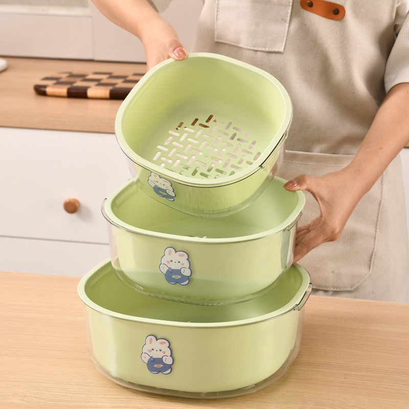 新款沥水篮洗菜盆双层厨房大号洗菜篮子塑料水果盘客厅茶几家用
