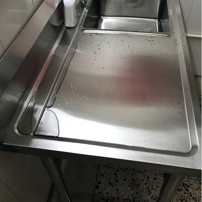 集成不锈钢水槽一体单池手一体洗加长托架平台台面工作台带盆厨房