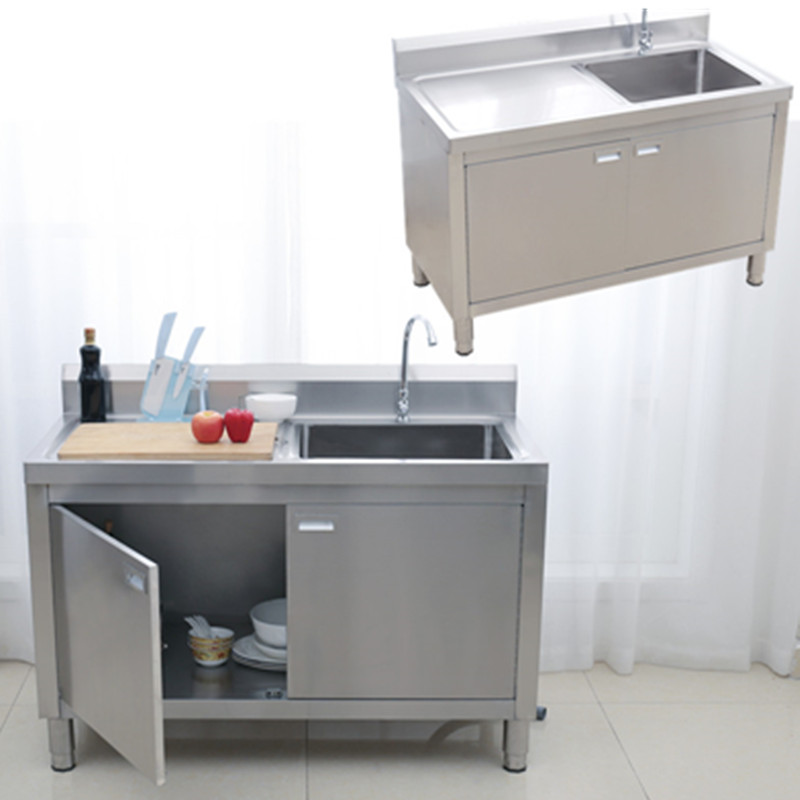 家用淘菜盆双槽厨房水盆单水槽橱柜洗菜盆304不锈钢洗碗水池柜式