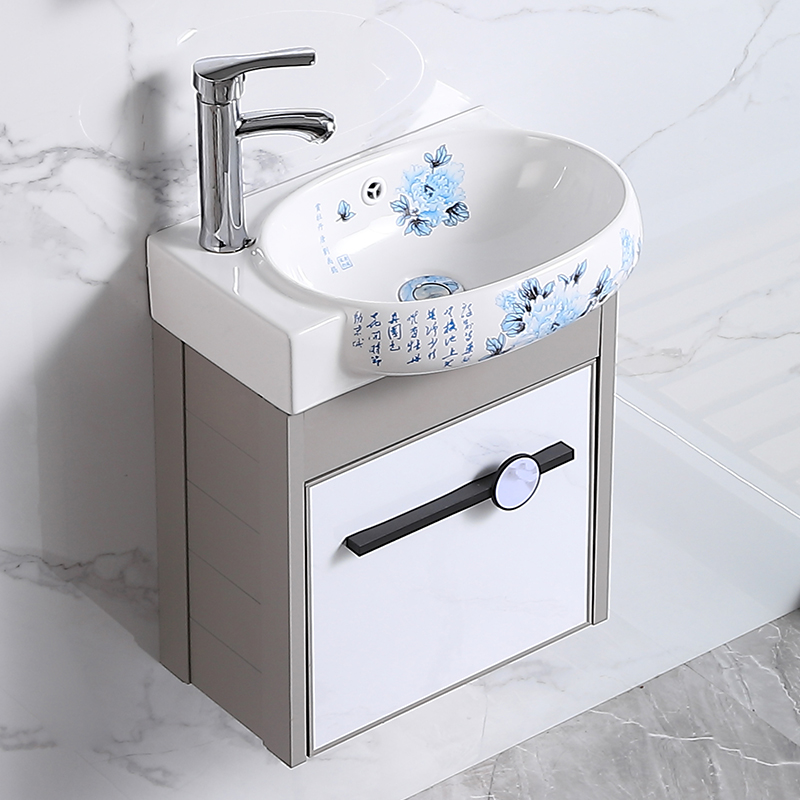 太空铝浴室柜组合小户型洗手盆陶瓷彩绘洗脸盆卫生间挂墙式洗漱台