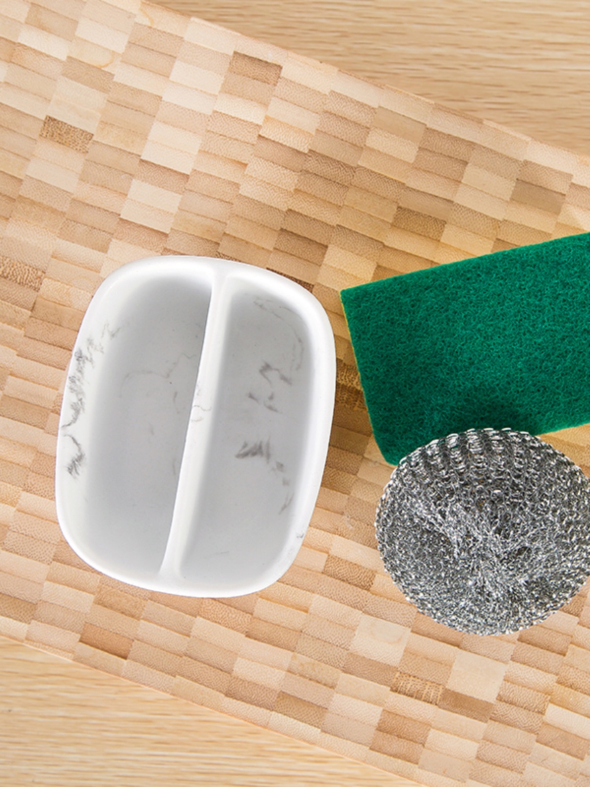 大理石纹海绵钢丝球收纳盒置物架厨房水槽台面清洁洗碗碟刷套装