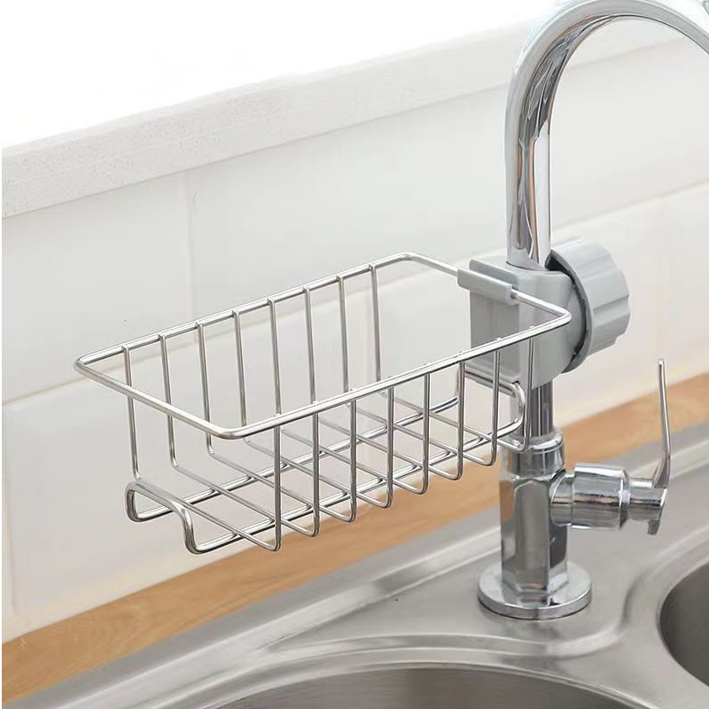 厨房水龙头置物架家用水池洗碗抹布架不锈钢沥水架收纳架水槽挂篮