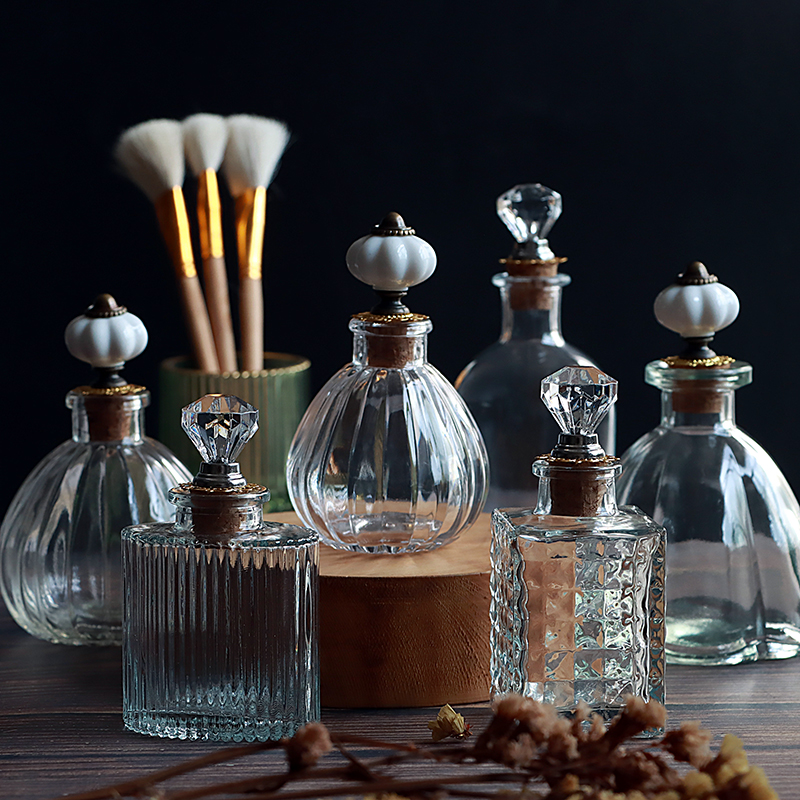 趣乐家复古怀旧杂货玻璃装饰器皿收纳瓶小器物桌台摆件香氛精油瓶
