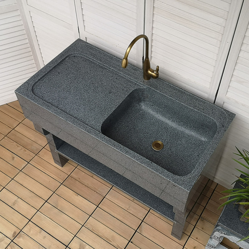 石头洗手盆大理石材家用阳台洗衣池一体水槽户外水池室外洗衣台
